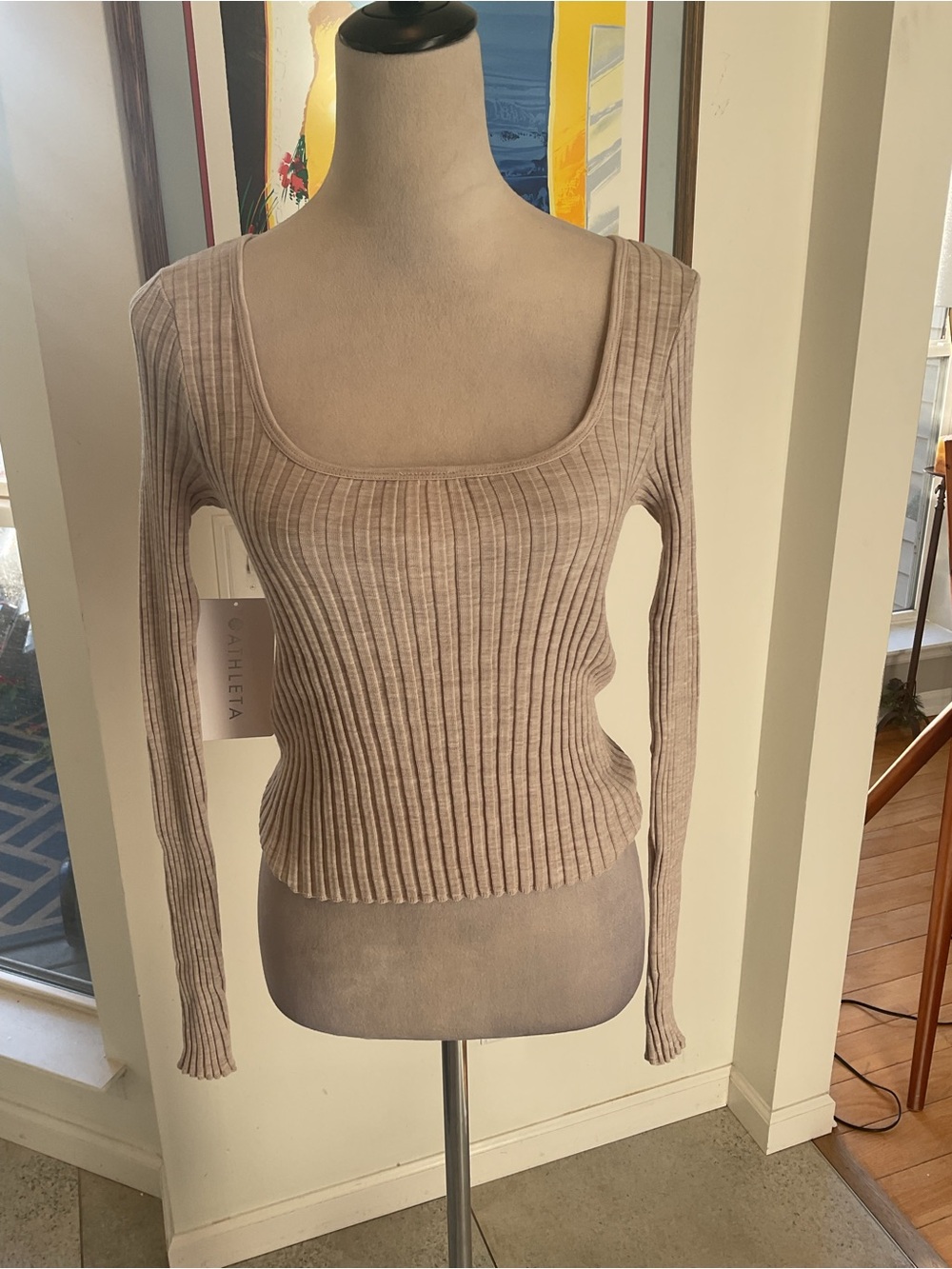 Athleta Eternal Seamless Crop Top, Wool Blend, Square Neck. NWT, Women's Large - Picture 2 of 12